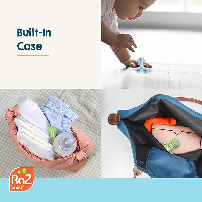 RaZbaby Keep-It-Kleen Baby Pacifier 2-Pack Closes When Dropped - BPA-Free Silicone Orthodontic Nipple, Ideal for Travel, Nipple Stays Clean, 0-36 Months - Grey/Blue