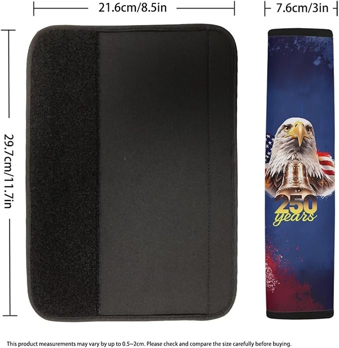 AFPANQZ Eagle 250 Years Universal Seat Belt Cover 2 Pack Truck Vans Sedans SUVs Seat Belt Pad Cushion for Women Girls Comfortable Shoulder Protectors