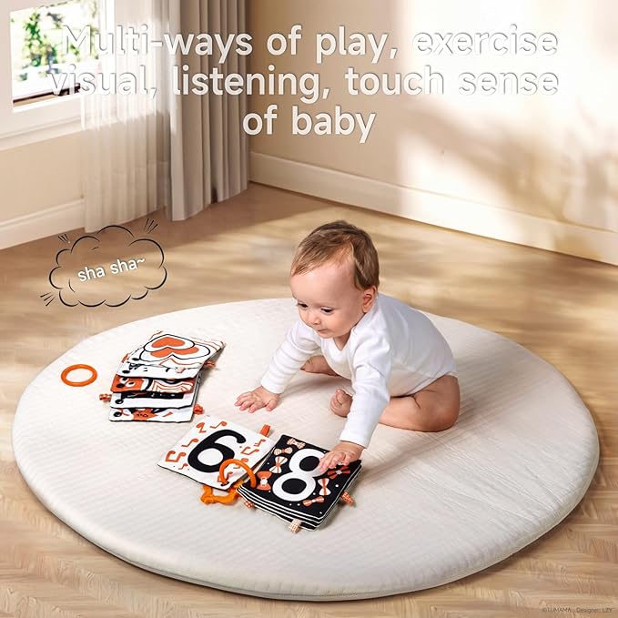 TUMAMA KIDS Hanging Toys for Baby Gym, Black and White Baby Toys, High Contrast Rattle Toy & Soft Book Set,Car Seat Toys for Babies,Early Educational Toys for Infant Babies 0 3 6 9 12 Month