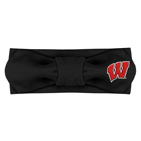 Creative Knitwear Wisconsin Badgers Infant Girls Black Solid Hair Knot Headband Embroidered Logo - Size Newborn - 4T