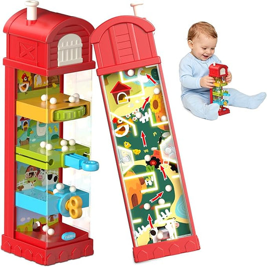 Baby Montessori Toys for 3 4 5 6 7 Year Old, Toddler Farm Egg Ball Drop Toy, Cause & Effect Educational Busy Board, Outside Sensory Toy for Kids 3-5, Xmas Birthday Gift for Baby Boy Girl
