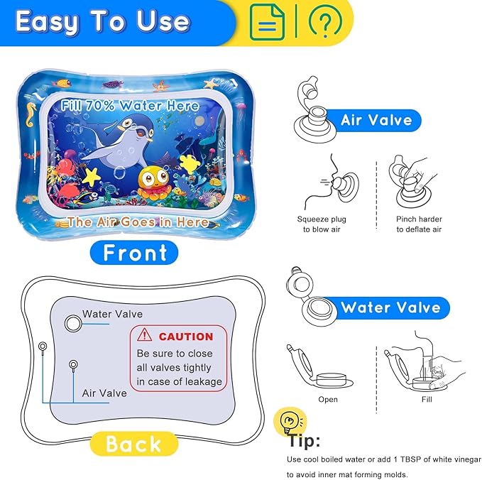 Infinno Tummy Time Mat Sensory Water Mat for Babies, Baby Toys for 3 6 9 12 Months Boys and Girls, Great Gift Idea of Baby Stuffs…