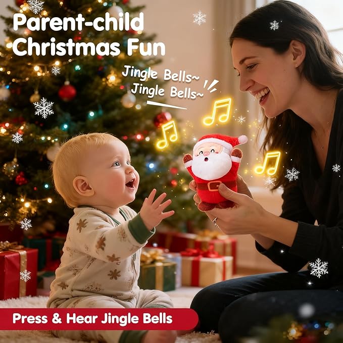 hahaland Baby Toy for 6–12 Months – Musical & Sensory Plush Toy Set with Gingerbread House, Santa, Reindeer & Rattles, Soft Infant Activity Toys, Baby Easter Basket Stuffers