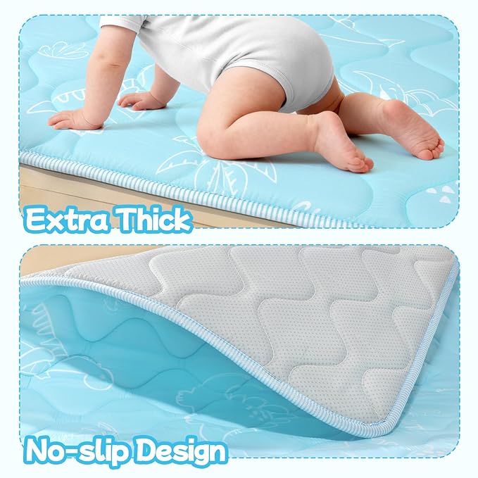 Baby Play Mat for Floor,Soft 50x50 Playpen Mat,Thick Foam Playmat for Tummy Time,Safe Non-Slip Backing for Kids,Graffiti Dinosaurs