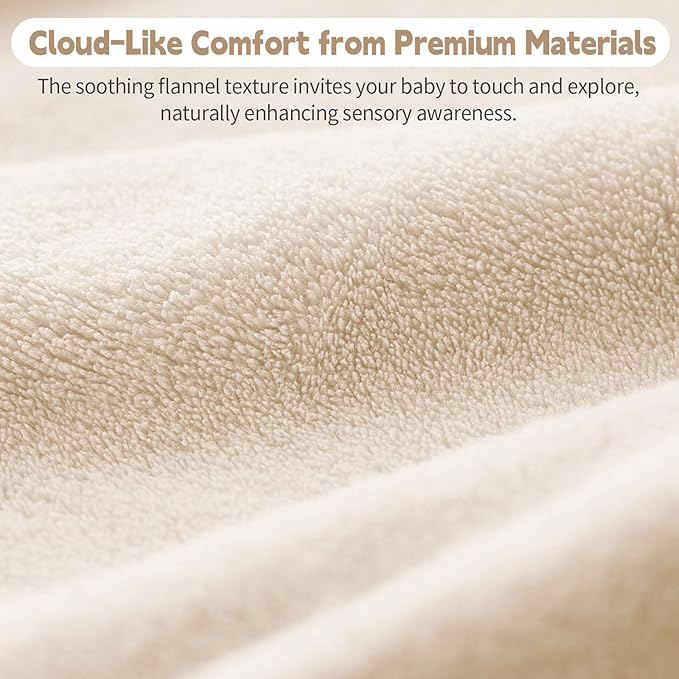 Velvet Baby Play Mat for Floor, 1.3" Thick Elasti-Foam 47"×47" Playpen Mat with Removable & Washable Velvet Cover for Toddler, Infant,Kids, Non-Slip Crawling Mat for Tummy Time (Beige)