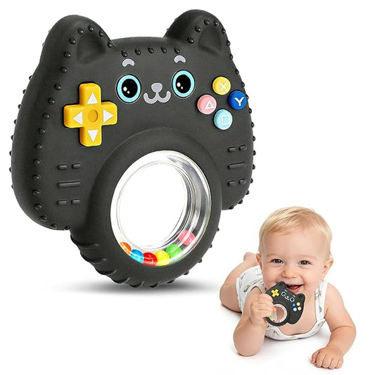 Baby Teething Toys for Babies 3-6 6-12 12-18 Months, BPA-Free Silicone Remote Control Rattle Teether Toys, Baby Chew Toys for Teething Relief & Sucking Needs