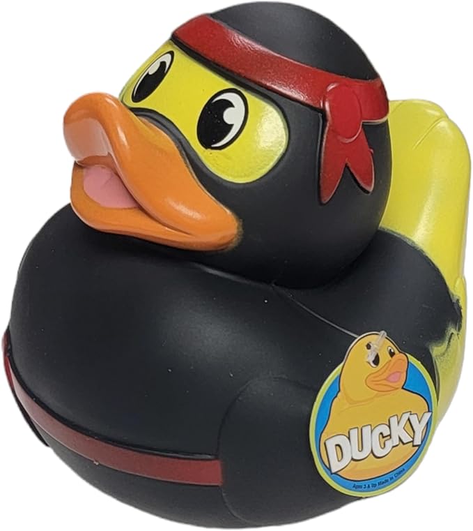 Big Rubber Ducky Collectible Mix (5.5") Alien, Robot, Dinosaur, Splat, Ninja, Confetti, Pink Heart, Yellow, Unicorn and Astronaut. Perfect for Ducking (Ninja)