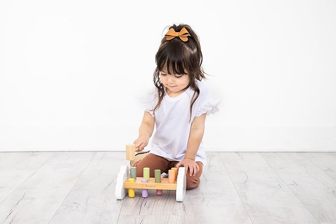 Pearhead Montessori Hammer Bench, Must Have Baby, Toddler Stocking Stuffers, Pounding and Hammering Wooden Toy, Early Developmental Interactive Toddler Toys for Ages 1+ Years