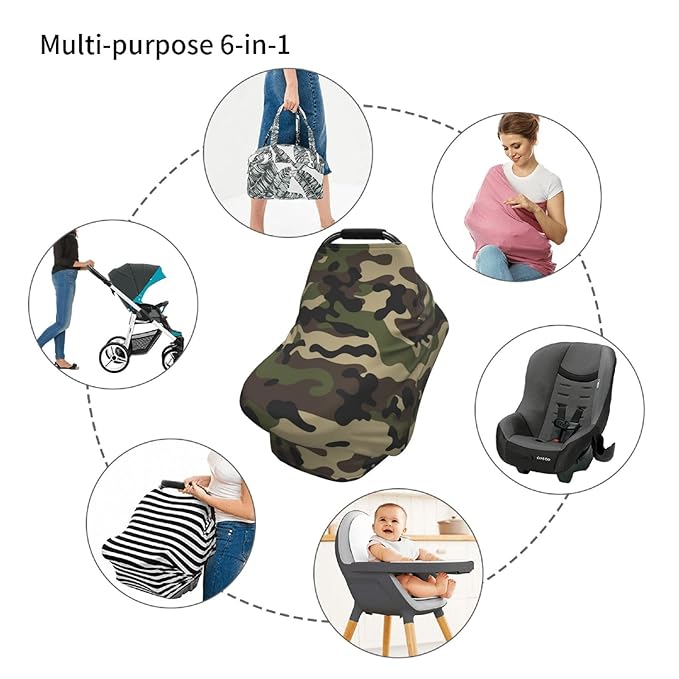 Camo Baby Car Seat Covers Multi-use Carseat Canopy for Boys and Girls Stretchy Infant Carseat Cover Shower Gifts