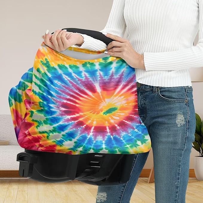 Youngerbaby Tie Dye Nursing Cover for Newborns Breastfeeding Cover Scarf Baby Car Seat Covers Infant Stroller Cover Carseat Canopy for Girls and Boys Full Coverage
