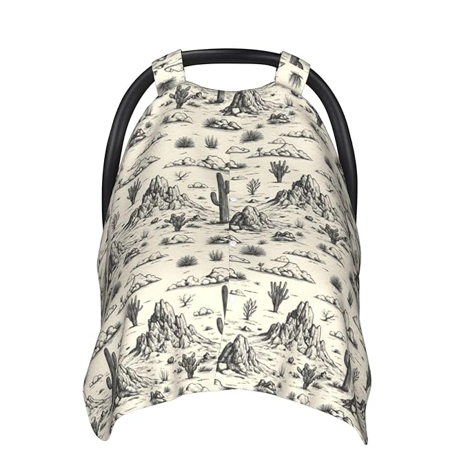 Western Cactus Landscape Print Baby Car Seat Covers, Breathable Nursing Cover Breastfeeding Cover, Stroller Covers, Baby Boys Girls Newborn Essentials, Multi-use Infant Carseat Canopy