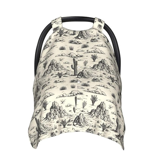 Western Cactus Landscape Print Baby Car Seat Covers, Breathable Nursing Cover Breastfeeding Cover, Stroller Covers, Baby Boys Girls Newborn Essentials, Multi-use Infant Carseat Canopy