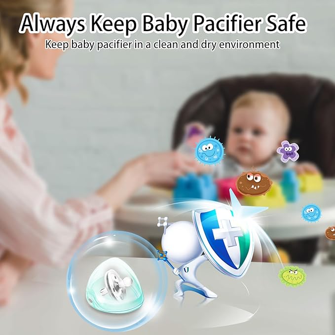 Nisxabebe Pacifier Case,3 Pack BPA Free Pacifiers Holder Case with Lanyard for Diaper Bag,Binky Container Box for Baby Binky Nipple Travel,Essential Pacifier Accessories,Easy to Clean,Green
