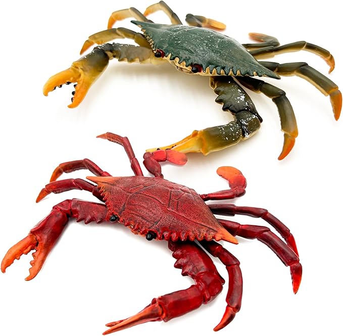 Gemini&Genius Crabs Animal Figures Marine Toys Realistic Sea Animal Action Figures Ocean Model Toy Stocking Stuffers, Role Play, Swim, Bath Toys for Kids