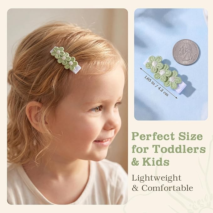 24 Pcs Flower Baby Hair Clips, 1.65 In Toddler Hair Clips for Girl Handmade Fully Lined Wrapped by Soft Fabric Cloth Toddler Kids School Age Girls Gifts