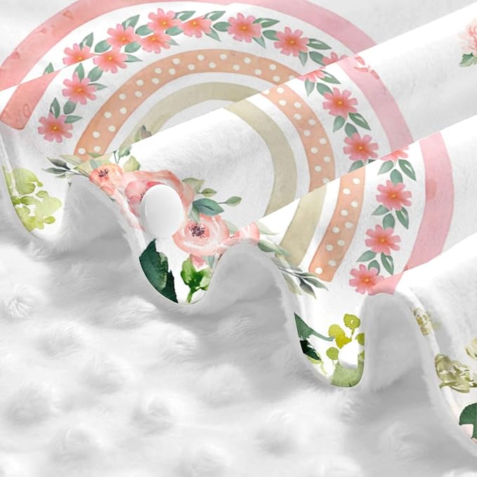 Personalized Baby Car Seat Canopy for Babies, Custom Name Car Seat Covers for Baby Girl, Floral Rainbow Opening Minky Nursing Breastfeeding Cover for Infant, Carseat Canopies for Newborn