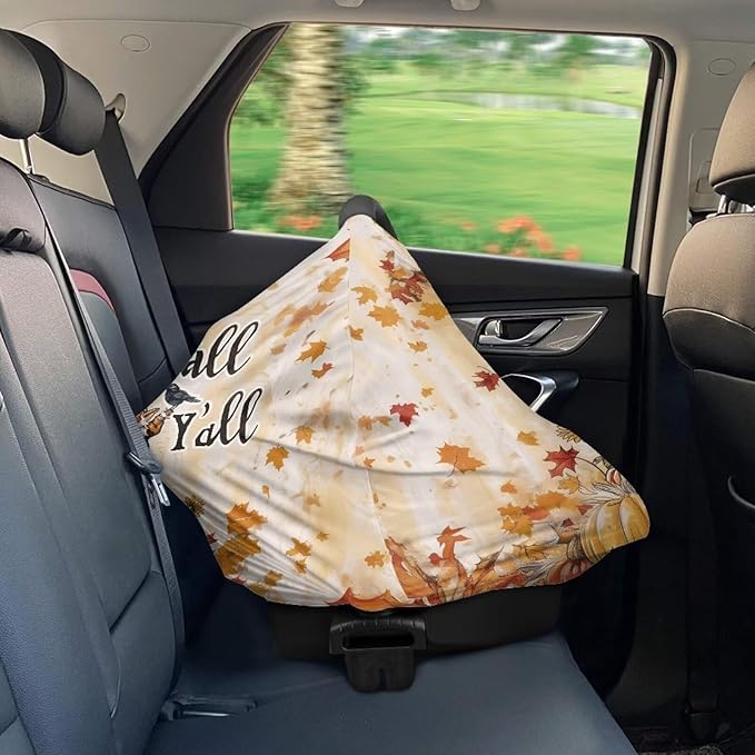 AFPANQZ Fall Stretchy Baby Car Seat Covers for Boys Girls Infant Car Canopy Spring Autumn Winter Snug Warm Breathable Windproof Open Peep Top Universal Fit