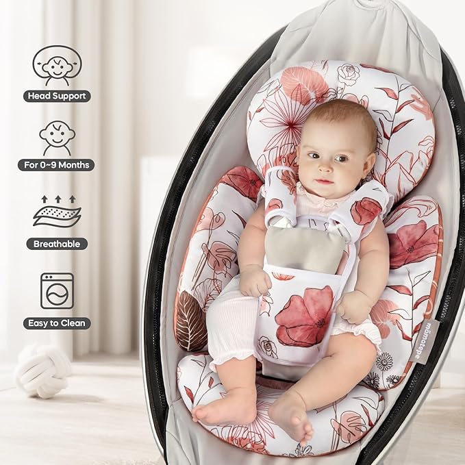Infant Insert Compatible with 4moms Mamaroo & Graco Swing and Infant Car Seat, Stroller, Other Baby Swing, Rocker, Bouncer, Bassinet Newborn Insert Head & Body Support Cushion, Reversible Design