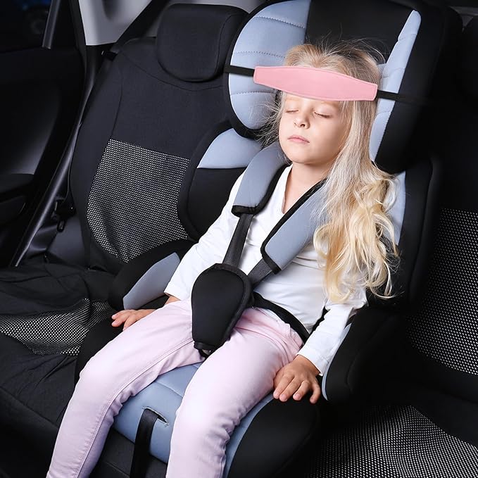 HESTYA 2 Pcs Carseat Head Support Toddler, Stroller Seat Headrest for Sleeping Traveling, Neck Relief Headband Strap for Kids Children Toddler Infant(Sweet)