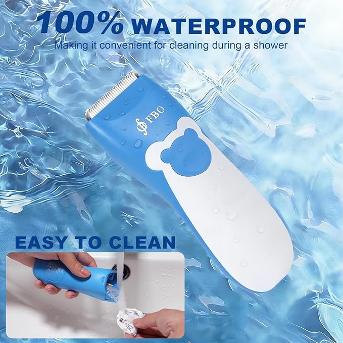 FBO Bear Baby Hair Clippers Pro Quiet Waterproof Painless for Infants & Toddlers