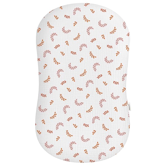 Muslin Baby Lounger Cover, Soft Breathable Newborn Lounger Pillow Cover for Boys Girls Infant (Leaf)