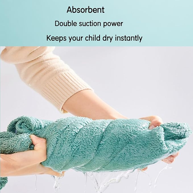 Toddler Baby Bath Towel with Hood 27.5"X55" Ultra Absorbent Soft Cozy Comfort Bathrobe Blanket, 0-6 Years Infant Shower Towel for Girls & Boys(Greenish-Blue)