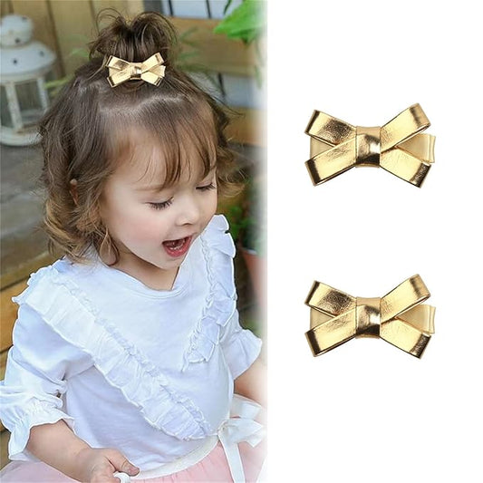 Gold Hair Clips, Bows Hair Barrettes Accessories,Hair Pins for Infant Toddler Baby Girls.(FJ78-Gold J)