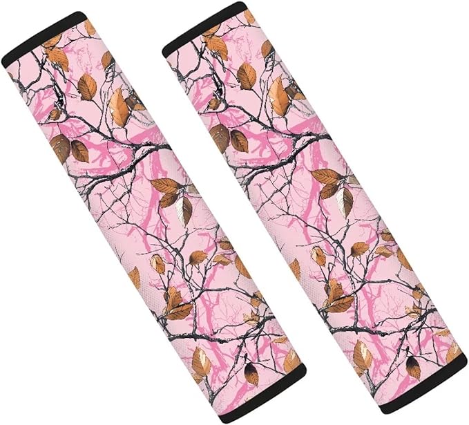 AFPANQZ Car Seat Belt Cover Cushion Universal Fit Two-Packs Automotive Seat Belt Pillow for Kids Branch Pink Shoulder Straps Pads Covers Universal Fit for Truck Vans Sedans SUVs
