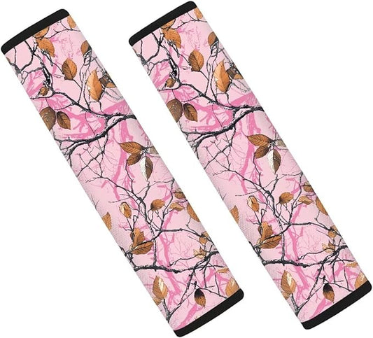 AFPANQZ Car Seat Belt Cover Cushion Universal Fit Two-Packs Automotive Seat Belt Pillow for Kids Branch Pink Shoulder Straps Pads Covers Universal Fit for Truck Vans Sedans SUVs