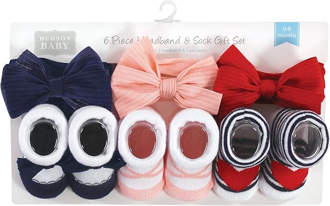Hudson Baby Girl's Headband and Socks Giftset