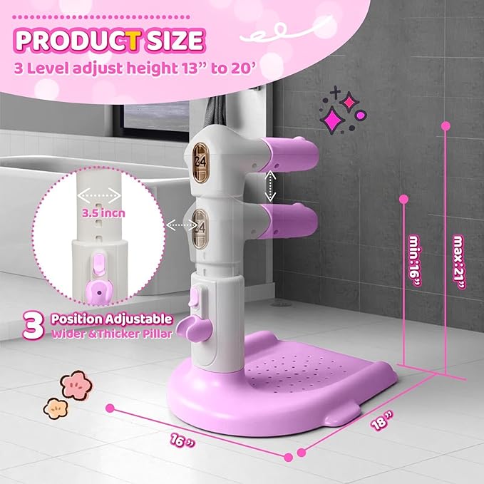 Baby Bath with Shower Stand Support , Non-Slip Adjustable Baby Standing Support,Soporte para Bañera de Bebé,Toddler Standing Up Themselves,Ideal Gift for baby standing bath 8-36 Months( Pink Purple)