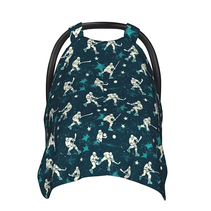 Hockey Player A Print Baby Car Seat Covers, Breathable Nursing Cover Breastfeeding Cover, Stroller Covers, Baby Boys Girls Newborn Essentials, Multi-use Infant Carseat Canopy