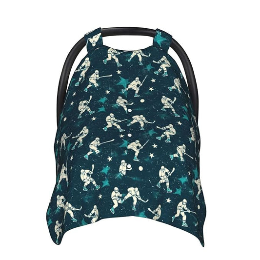 Hockey Player A Print Baby Car Seat Covers, Breathable Nursing Cover Breastfeeding Cover, Stroller Covers, Baby Boys Girls Newborn Essentials, Multi-use Infant Carseat Canopy