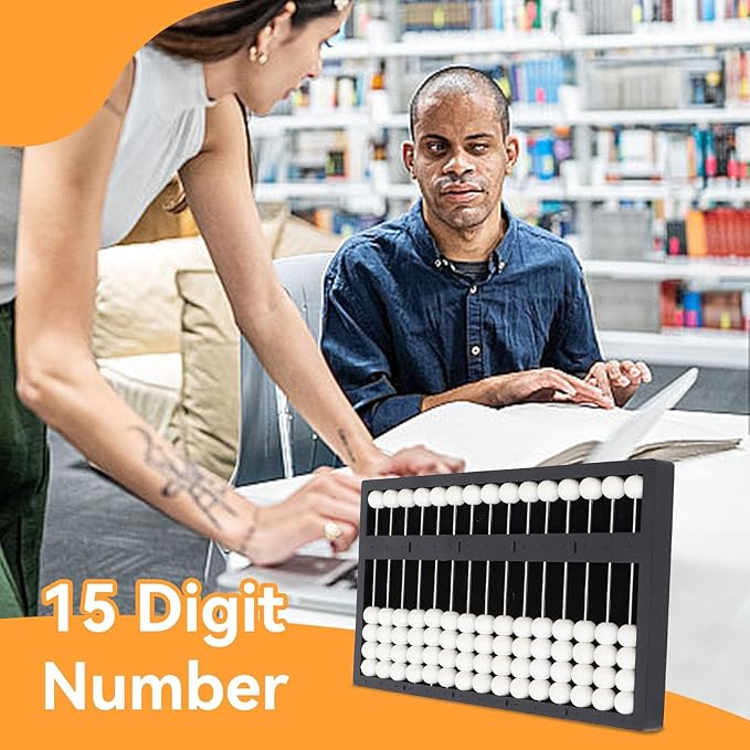 The Blind Abacus, Professional 15 Row Braille Learning Tool Portable Mathematic Concepts Blind Abacus with Tactile Signs for Early Education Math Concept Learning