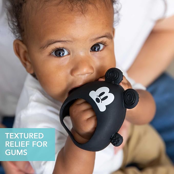 Bumkins Disney Baby Silicone Undroppable Teething Mitt, Freezer Toy Teether Keys, Soft Flexible Platinum Silicone Pacifier to Chew, Cool Teether Gum Relief, Essentials Babies 3 Months, Mickey Mouse