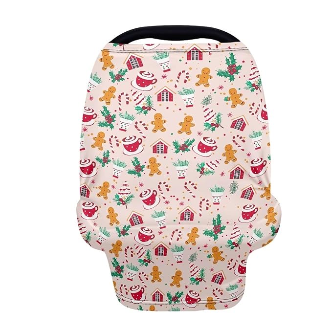 AFPANQZ Merry Christmas Stretchy Baby Car Seat Nursing Breastfeeding Cover Super Breathable Multiuse Infant Carseat Canopy Stroller Cover Scarf All Seasons Girl Baby