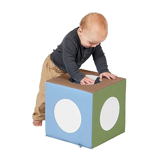 ECR4Kids SoftZone Mirror Activity and Sensory Play Cube, Baby Essentials, Earthtone