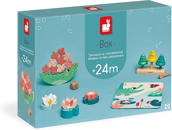 Janod - Baby Play Box - from 24 Months - Stimulus Toys with Puzzle and Children's Manual Activities - Children 2 Years Old - Activity Toys and Psychomotor Development - J04065