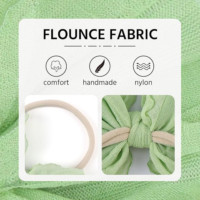 Lace Big Bows Baby Headbands Elastic Hairbands Hair Bows Children Soft Hair Accessories Newborn Infant Toddlers Yellow Peach Light Green 3 PCS