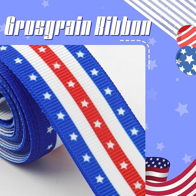 YanJie 4th of July 2pcs Hair Clips 3'' Blue Bow American Flag Hair Bows Baby Girls Clips Patriotic Hairgrips Hair Accessories Independence Day