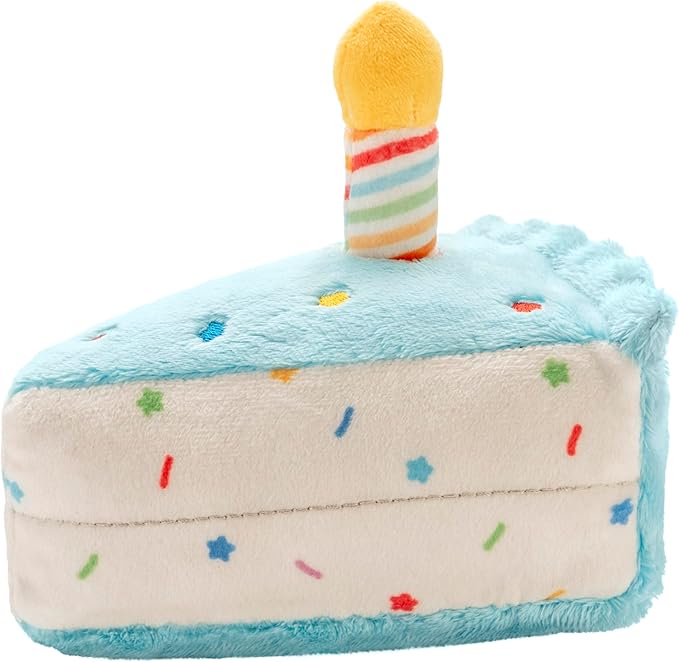 Magic Years Musical Light Up Plush Toy, Happy Birthday Cake Slice, 6 inches, Multicolored