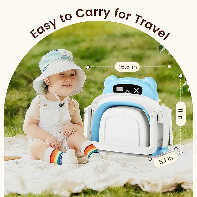 Baby Bathtub,Foldable Baby Bath Tub for Newborn to Toddler (0-18 Months) – Collapsible Infant Tub for Travel with Thermometer, Soft Cushion,Blue
