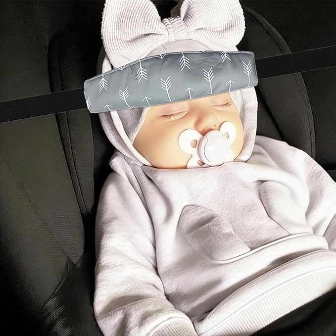 3PCS Head Support Band for Stroller Car Seat Adjustable Neck Relief Strap Headrest for Sleeping Traveling Slumber Positioner for Toddler Kids Child Baby Infant(Grey-Star,Fish Bone,Wave)
