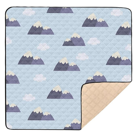 Baby Play Mat Blue Mountains 50 x 50 Playpen Mat Baby Play Mats for Floor Play Gym Crawling Mat Non-Slip Cushioned Baby Playmat for Infants, Babies, Toddlers
