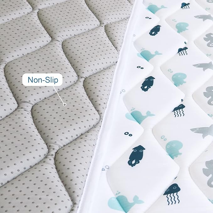Premium Foam Baby Play Mat 50" X 50", Play Mat for Babies and Toddlers, Baby Floor Play Mat Non Slip, Kids Play Mat for Playpen, Thick One-Piece Crawling Mat, Easy Clean, Whale