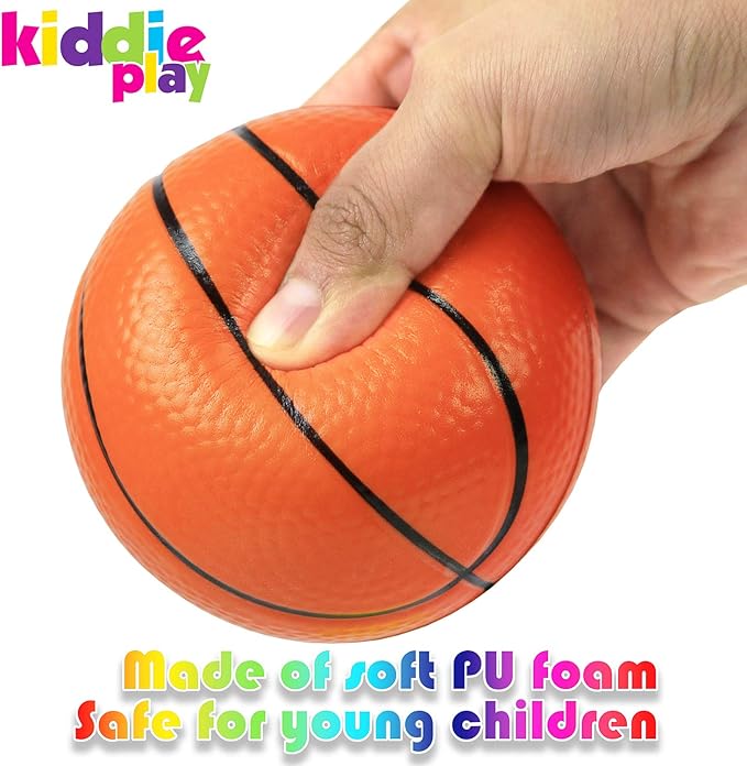 Kiddie Play Set of 4 Foam Balls for Toddlers 4" Soft Soccer Ball, Baseball, Basketball, and 6" Football for Kids