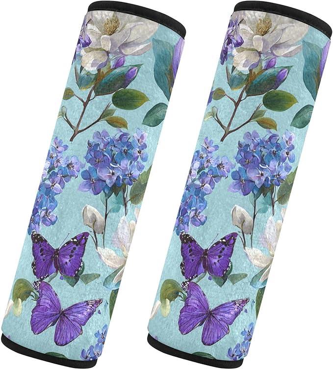 2 Pack Elegant Hydrangeas Magnoli Seatbelt Covers Seat Belt Cover Pad for Adults Boys Girls Car Seat Strap Covers Pads Cushion Universal Shoulder Strap Pad Protector for Backpack Camera Bag 10x7.7Inch