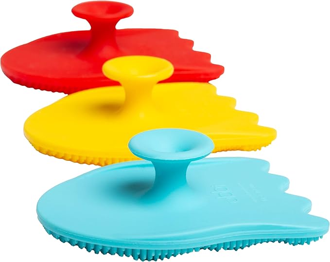 Ubbi Baby Cradle Cap Brush Silicone Brush Set, 3 Pack Soft Newborn & Infant Scalp Brushes for Gentle Bath Cleaning, BPA Free, Exfoliating Baby Bath Accessories