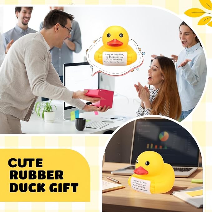 Civaner 7 Inch Emotional Giant Rubber Duck Big Jumbo Positive Yellow Duck Inspirational Gift Large Duckling Toy with Squeaky Sound for Men Coworker Colleges Graduation(I Believe in You)