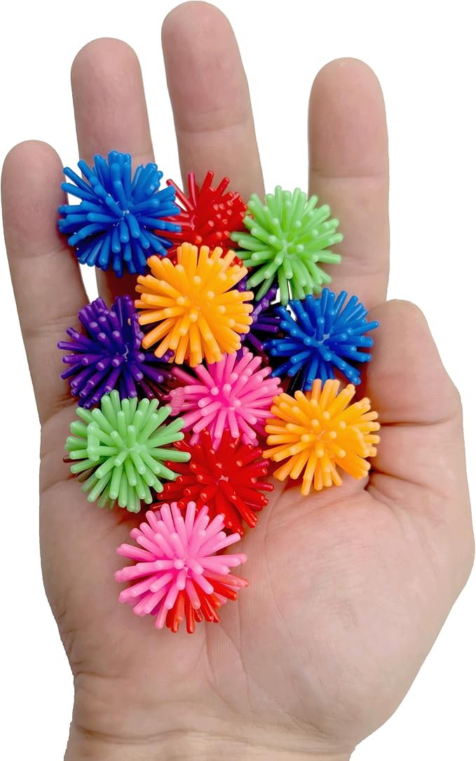 by M&M 2142 Pk24 Rainbow Spike Balls - Classic Rubber Bird Foot Toys, Soft Spikes, Lighweight, Fun to Grab, Small Pets Budgie Cockatiel Lovebird Parrotlet
